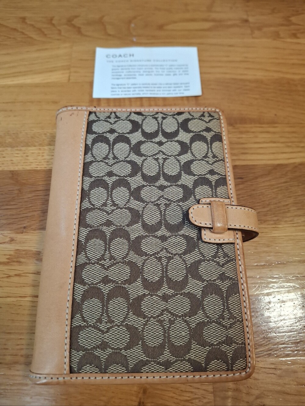Coach Canvas Brown/Tan Leather Mini Agenda/ Address Book